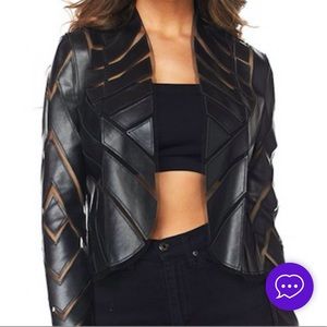Black leather mesh jacket- high quality
